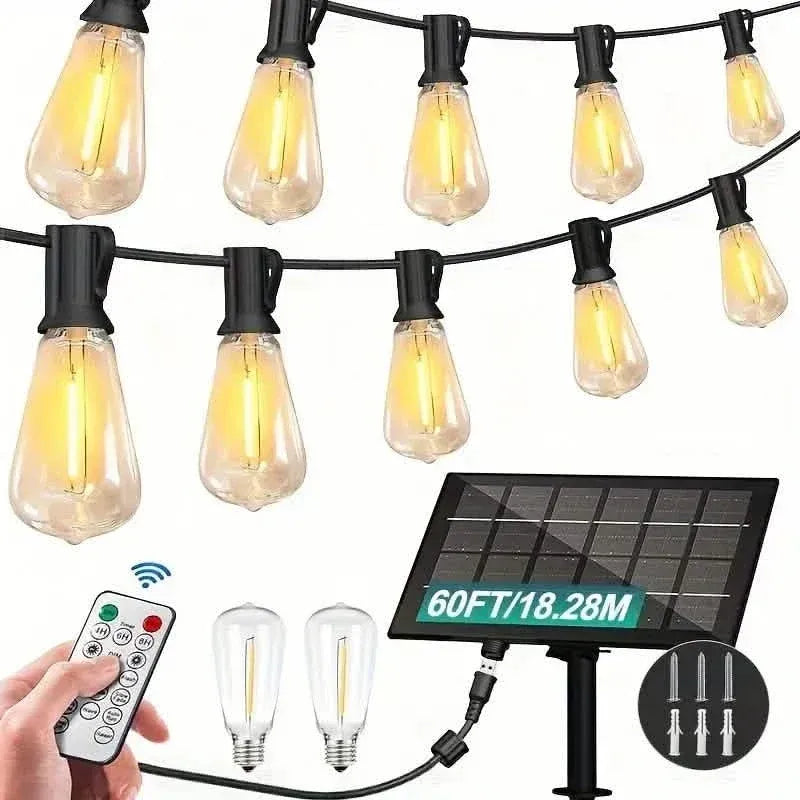 60FT Solar String Lights With USB Port & Remote Control - A-1 Thread Vault
