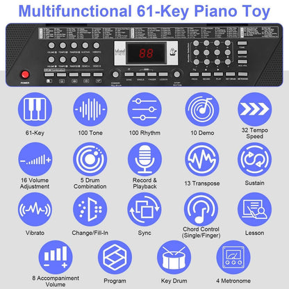 61 Keys Digital Music Keyboard Electronic Piano - A-1 Thread Vault