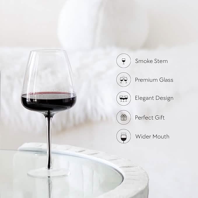 Hotel Collection Smoke Stem Red Wine Glasses | 4 Glasses - A-1 Thread Vault