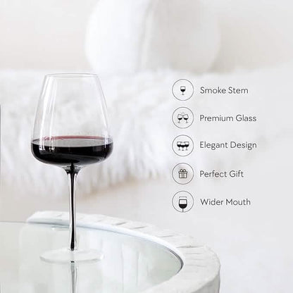 Hotel Collection Smoke Stem Red Wine Glasses | 4 Glasses - A-1 Thread Vault