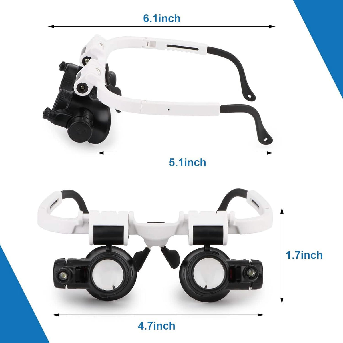 2-LED Head-Mounted Magnifier Glasses – 8x/15x/23x with Repair Light - A-1 Thread Vault