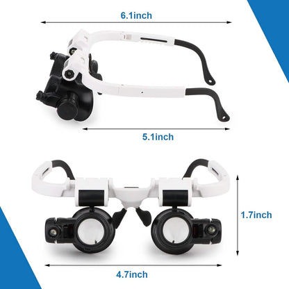 2-LED Head-Mounted Magnifier Glasses – 8x/15x/23x with Repair Light - A-1 Thread Vault