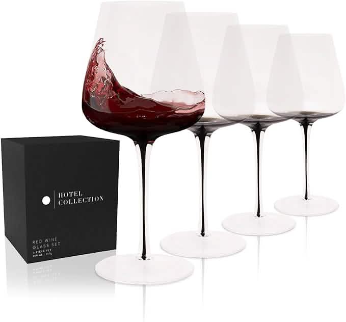 Hotel Collection Smoke Stem Red Wine Glasses | 4 Glasses - A-1 Thread Vault