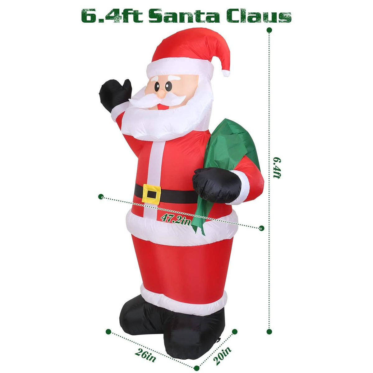 6.4ft Inflatable Christmas Giant Santa Claus - A-1 Thread Vault
