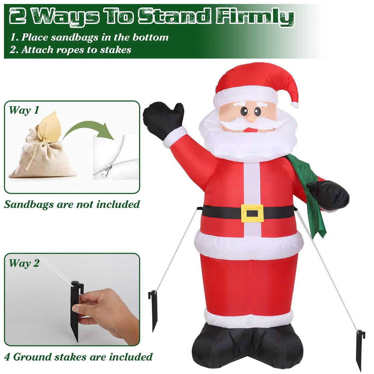 6.4ft Inflatable Christmas Giant Santa Claus - A-1 Thread Vault