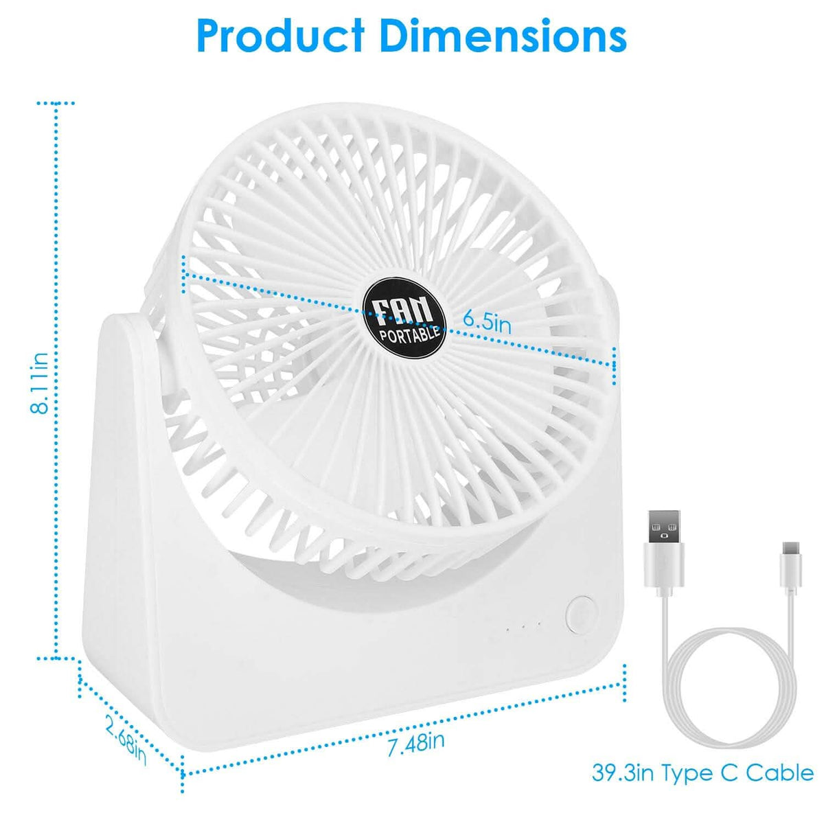 6.5" Desk Fan USB Powered 3 Speeds - A-1 Thread Vault