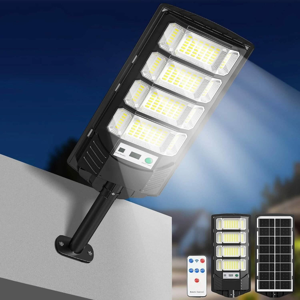 Bright Solar Street Light with Wide Angle Motion Sensor and Remote Control - A-1 Thread Vault