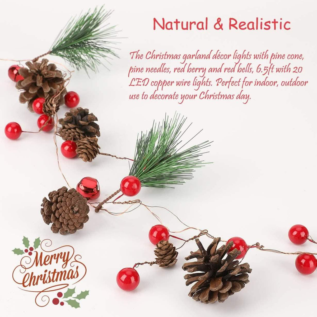 6.5Ft. 20 LED Christmas Garland with Lights - A-1 Thread Vault