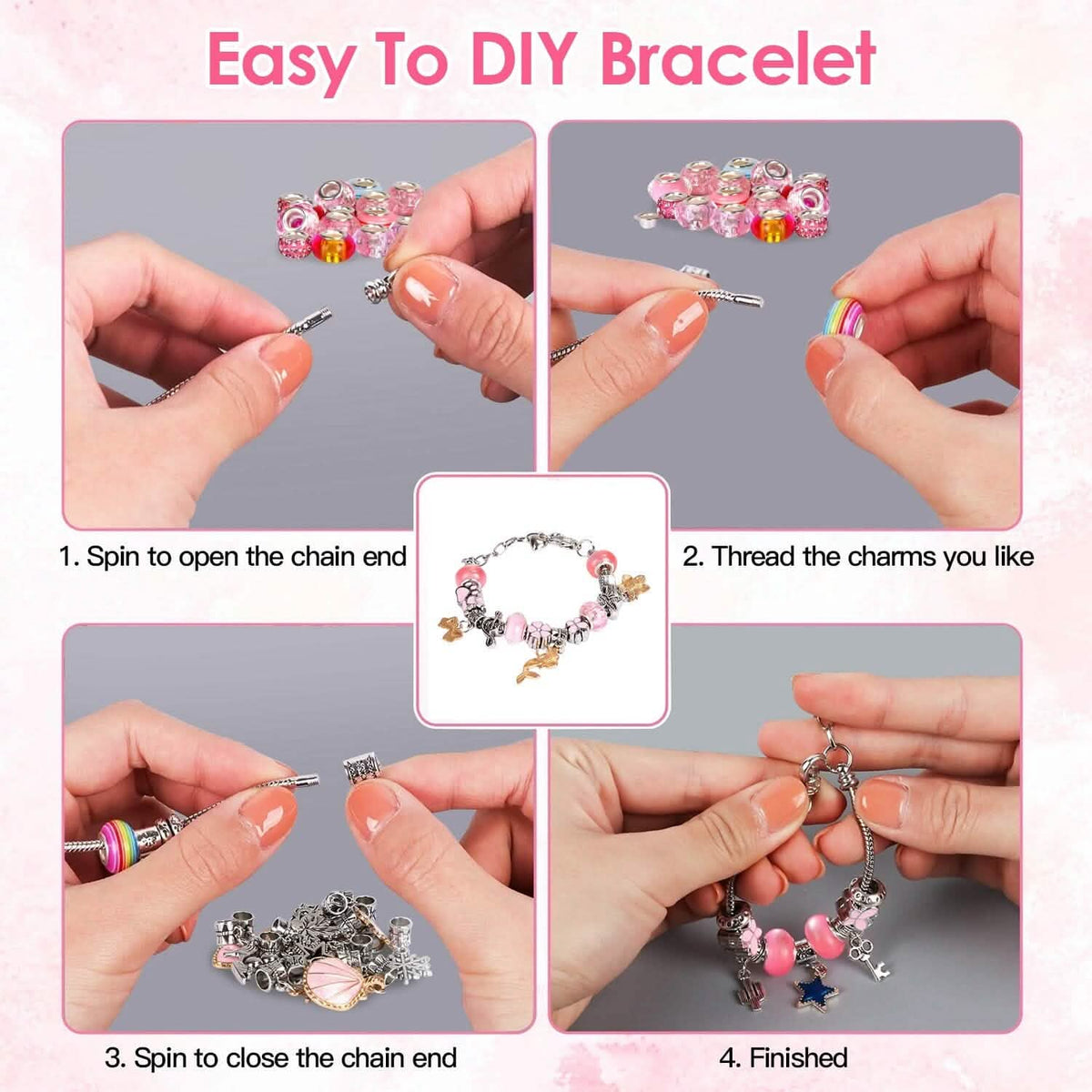 66-Pieces: Charm Bracelet Making Kit - A-1 Thread Vault