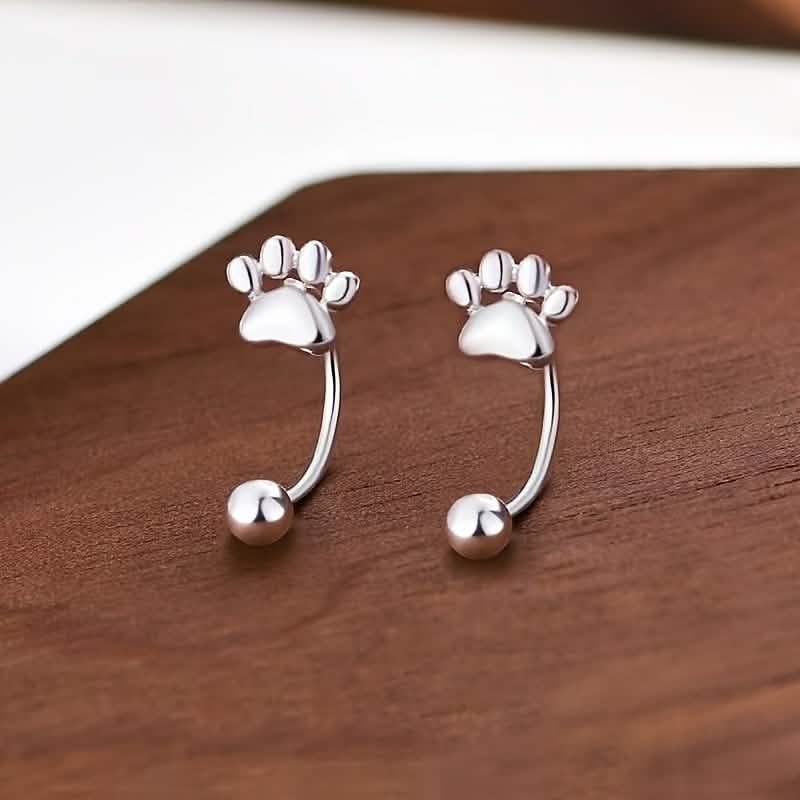 Sterling Silver Cat Paw Earrings – Screw-Back Studs, Elegant & Simple - A-1 Thread Vault