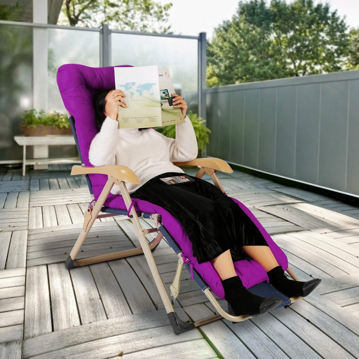 67x22in Chaise Lounger Cushion Recliner Rocking Chair Sofa - A-1 Thread Vault