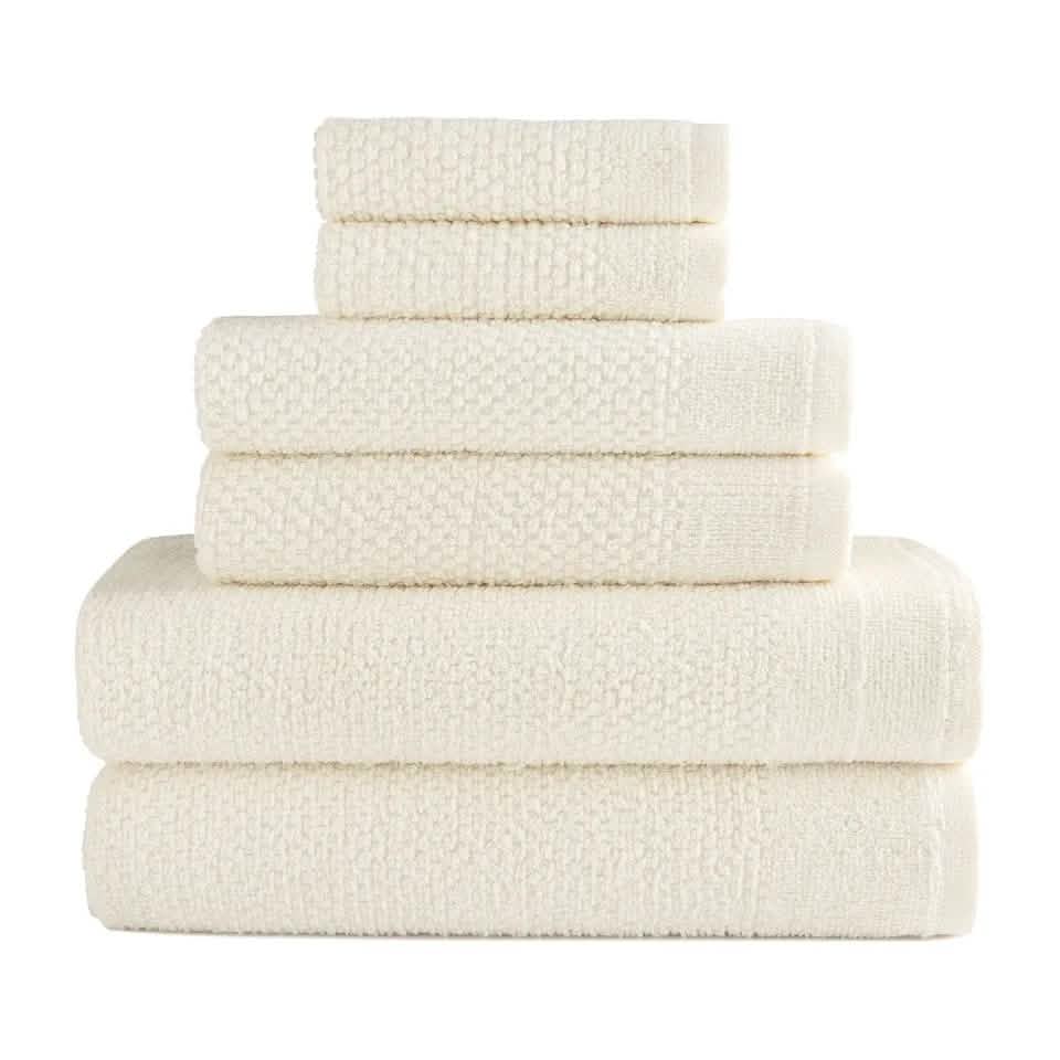 6-Piece: Dan River Popcorn Cotton Bath Towel Set - A-1 Thread Vault
