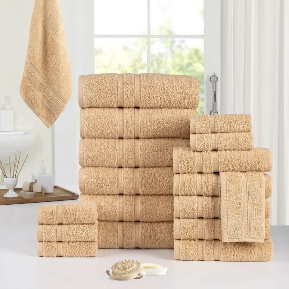 18-Piece: Bibb Home Zero Twist Egyptian Cotton Towel Set - A-1 Thread Vault