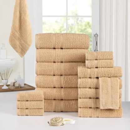 18-Piece: Bibb Home Zero Twist Egyptian Cotton Towel Set - A-1 Thread Vault