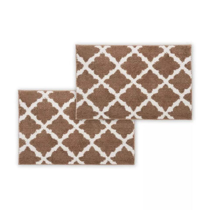 Bibb Home 1-2 Pack Trellis Micro Shag Bath Rugs 17" X 24" - A-1 Thread Vault