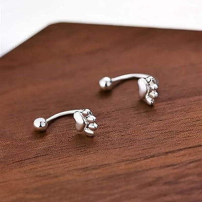 Sterling Silver Cat Paw Earrings – Screw-Back Studs, Elegant & Simple - A-1 Thread Vault