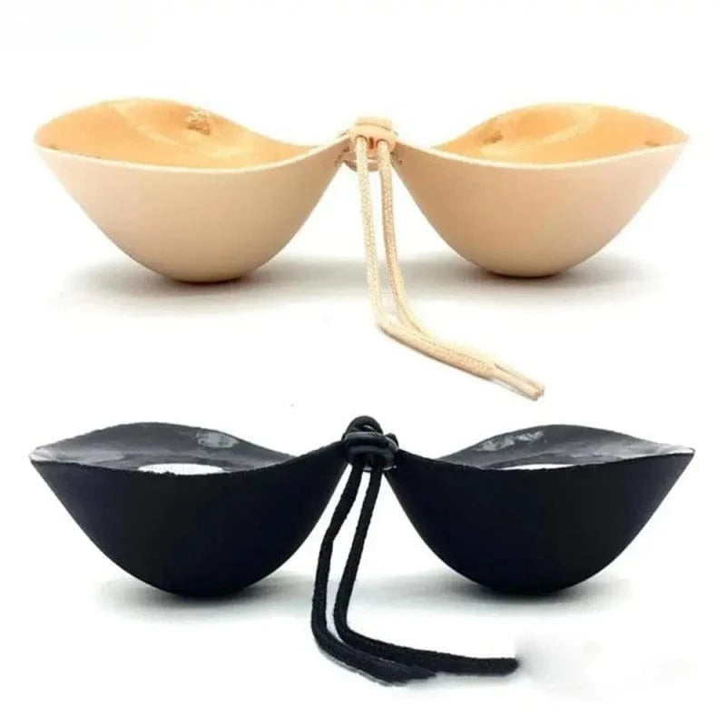 6cm Lift Silicone Adhesive Bra - Waterproof Invisible Push Up for Wedding & Backless Dresses, Natural Curve for Small Chest - A-1 Thread Vault