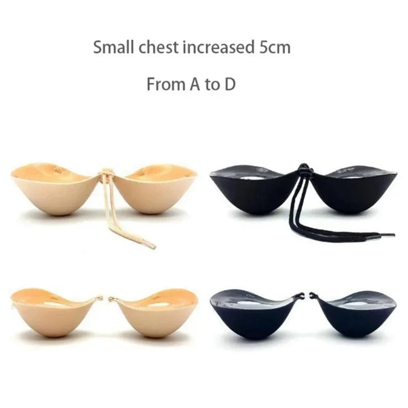 6cm Lift Silicone Adhesive Bra - Waterproof Invisible Push Up for Wedding & Backless Dresses, Natural Curve for Small Chest - A-1 Thread Vault