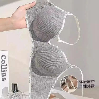 6cm Thickened Push-Up Bra for Small Chest Wireless No Steel Ring Anti-Slip Pads Seamless Invisible Adjustable Straps - A-1 Thread Vault