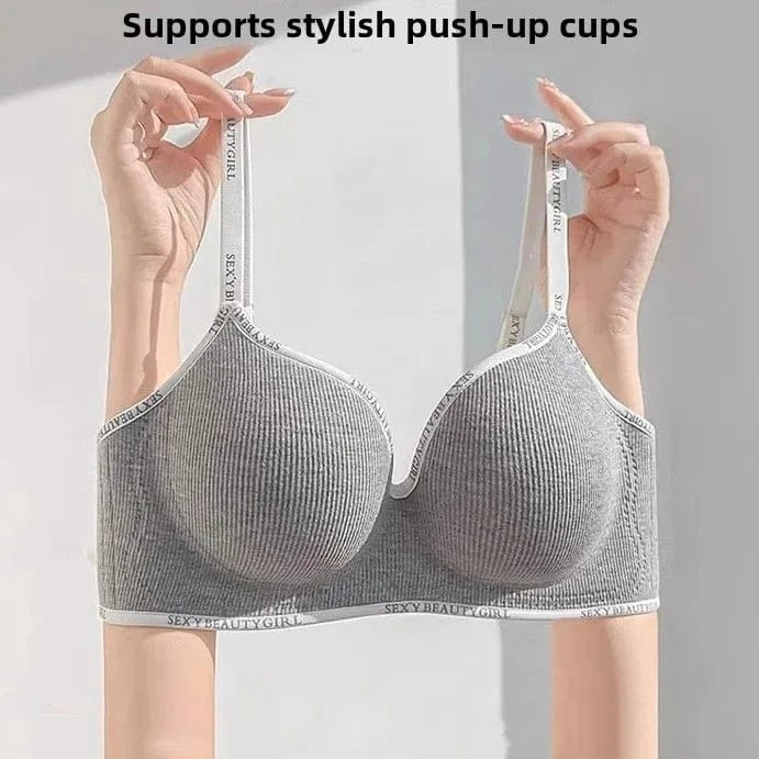 6cm Thickened Push-Up Bra for Small Chest Wireless No Steel Ring Anti-Slip Pads Seamless Invisible Adjustable Straps - A-1 Thread Vault