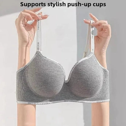 6cm Thickened Push-Up Bra for Small Chest Wireless No Steel Ring Anti-Slip Pads Seamless Invisible Adjustable Straps - A-1 Thread Vault