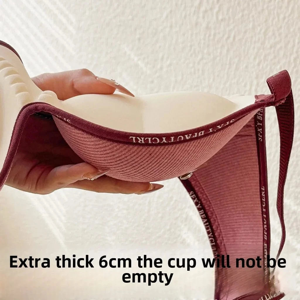 6cm Thickened Push-Up Bra for Small Chest Wireless No Steel Ring Anti-Slip Pads Seamless Invisible Adjustable Straps - A-1 Thread Vault
