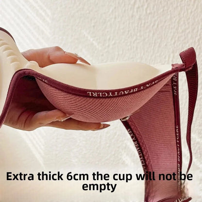 6cm Thickened Push-Up Bra for Small Chest Wireless No Steel Ring Anti-Slip Pads Seamless Invisible Adjustable Straps - A-1 Thread Vault