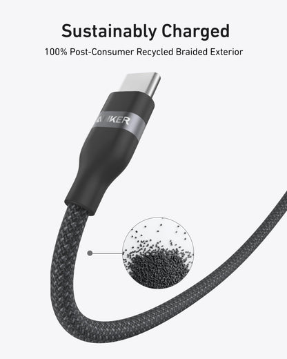 Anker USB-C to USB-C Cable (3 ft / 6 ft, 240W, Upcycled-Braided) - A-1 Thread Vault
