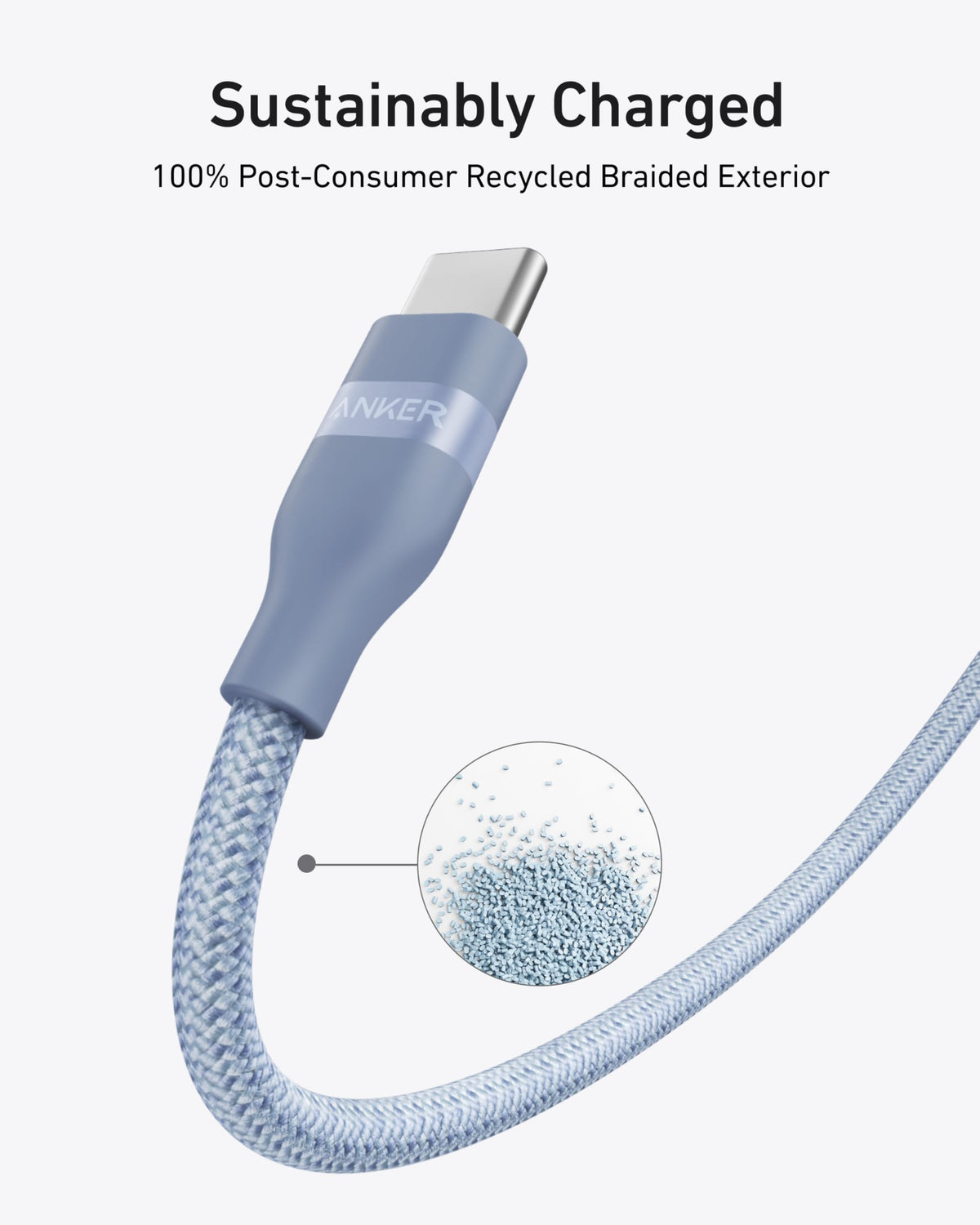Anker USB-C to USB-C Cable (3 ft / 6 ft, 240W, Upcycled-Braided) - A-1 Thread Vault