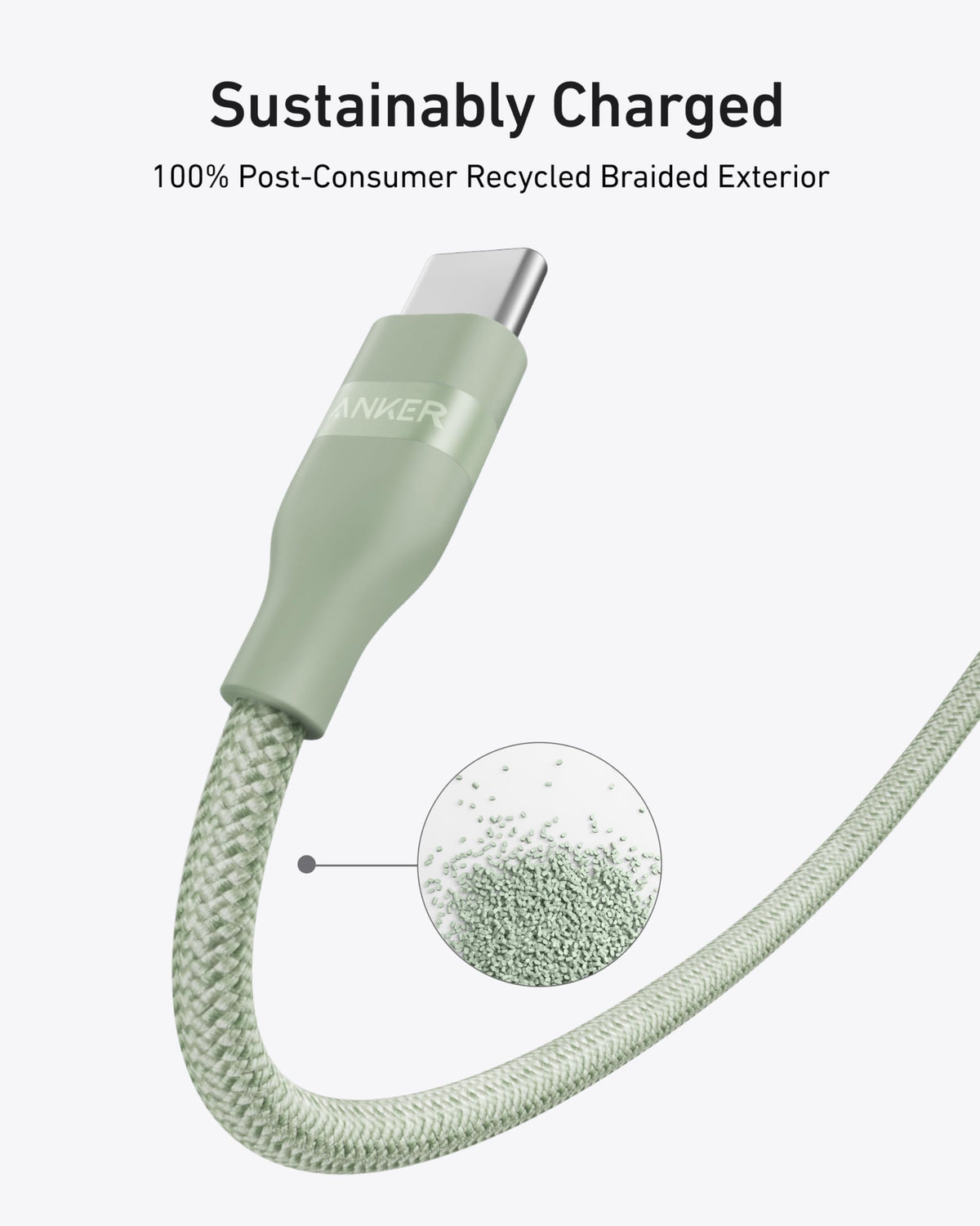 Anker USB-C to USB-C Cable (3 ft / 6 ft, 240W, Upcycled-Braided) - A-1 Thread Vault