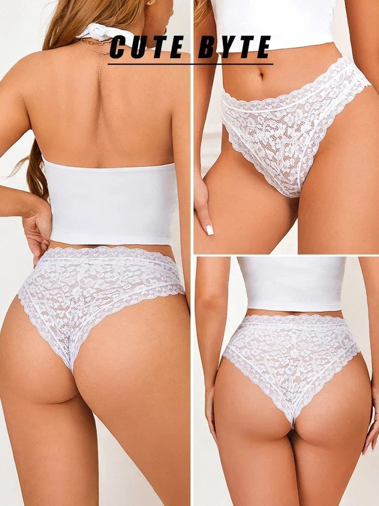 6PCS/Set Women Sexy Lace Panties Low Waist Briefs Hollow Out Comfortable Breathable Lingerie Floral Embroidery Ladies Underpants - A-1 Thread Vault