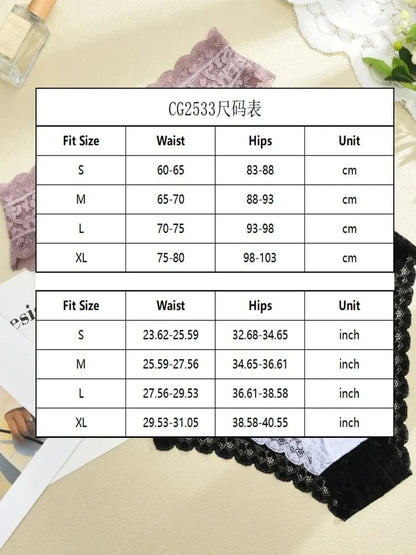 6PCS/Set Women Sexy Lace Panties Low Waist Briefs Hollow Out Comfortable Breathable Lingerie Floral Embroidery Ladies Underpants - A-1 Thread Vault