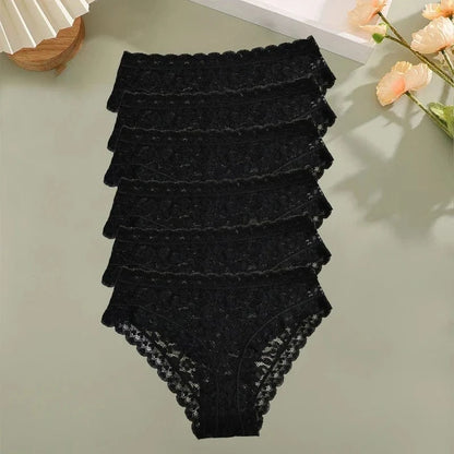 6PCS/Set Women Sexy Lace Panties Low Waist Briefs Hollow Out Comfortable Breathable Lingerie Floral Embroidery Ladies Underpants - A-1 Thread Vault