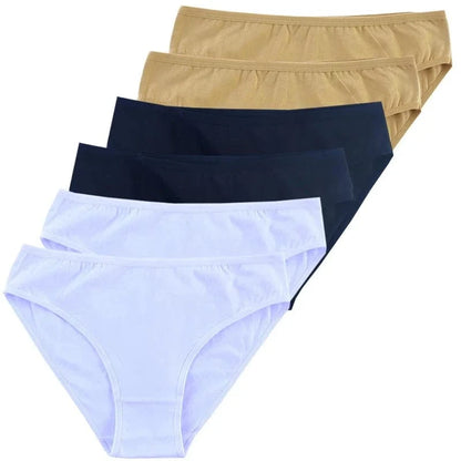 6pcs Women Panties Girl Sexy Underwear Solid Color Middle-Waisted Briefs Female Ventilation Soft Cotton Women's Underpants - A-1 Thread Vault