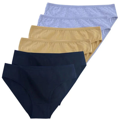 6pcs Women Panties Girl Sexy Underwear Solid Color Middle-Waisted Briefs Female Ventilation Soft Cotton Women's Underpants - A-1 Thread Vault