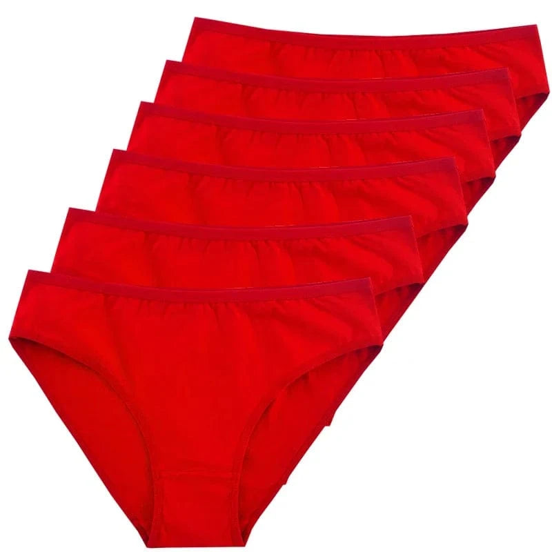 6pcs Women Panties Girl Sexy Underwear Solid Color Middle-Waisted Briefs Female Ventilation Soft Cotton Women's Underpants - A-1 Thread Vault