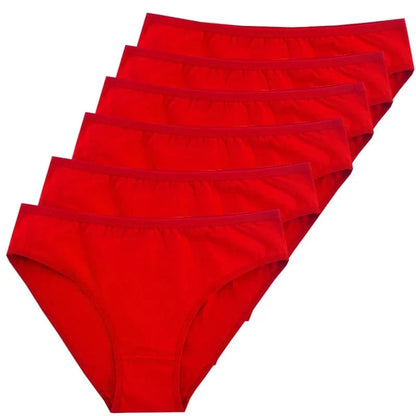 6pcs Women Panties Girl Sexy Underwear Solid Color Middle-Waisted Briefs Female Ventilation Soft Cotton Women's Underpants - A-1 Thread Vault