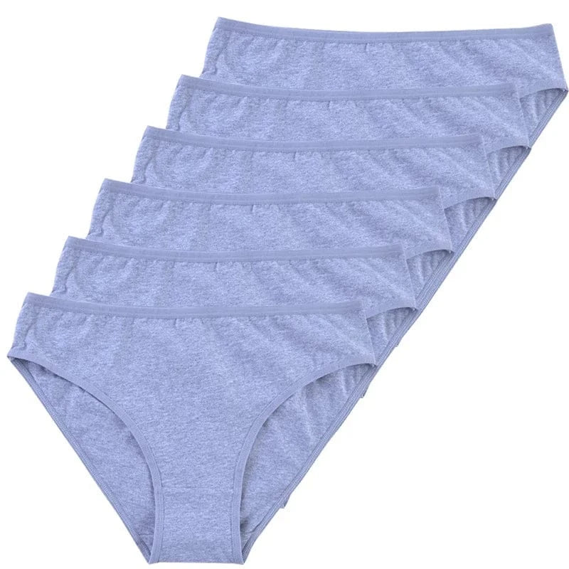 6pcs Women Panties Girl Sexy Underwear Solid Color Middle-Waisted Briefs Female Ventilation Soft Cotton Women's Underpants - A-1 Thread Vault