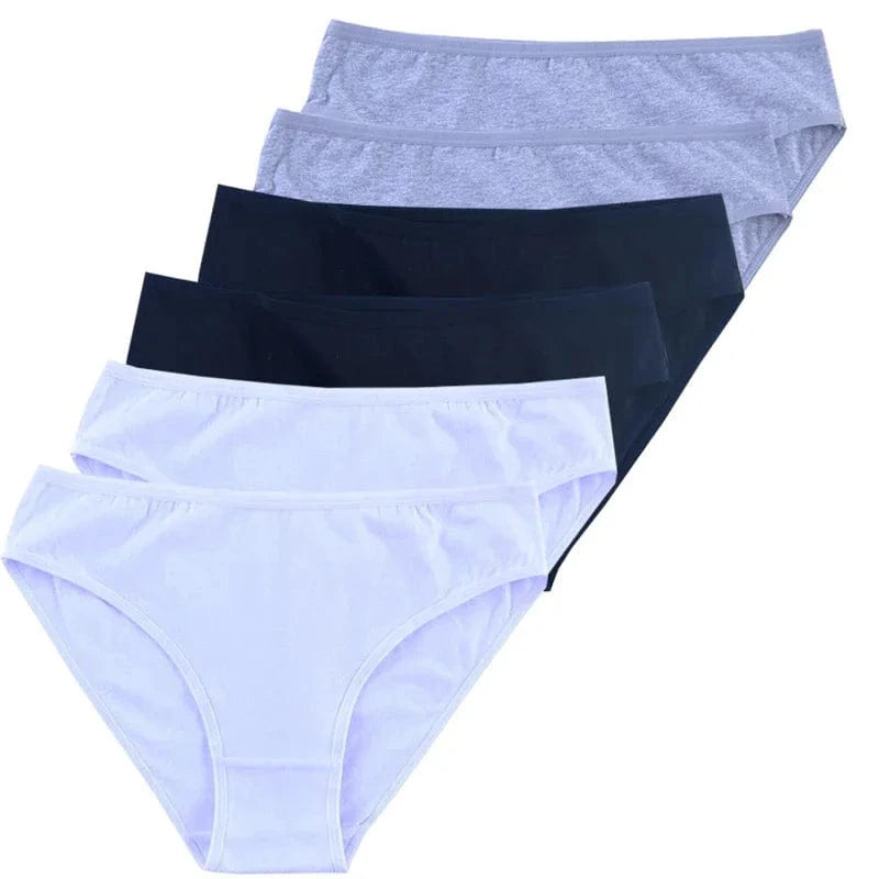 6pcs Women Panties Girl Sexy Underwear Solid Color Middle-Waisted Briefs Female Ventilation Soft Cotton Women's Underpants - A-1 Thread Vault