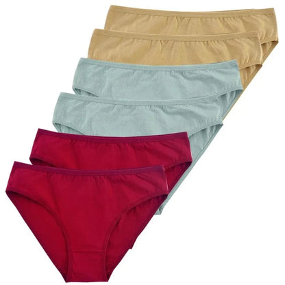 6pcs Women Panties Girl Sexy Underwear Solid Color Middle-Waisted Briefs Female Ventilation Soft Cotton Women's Underpants - A-1 Thread Vault