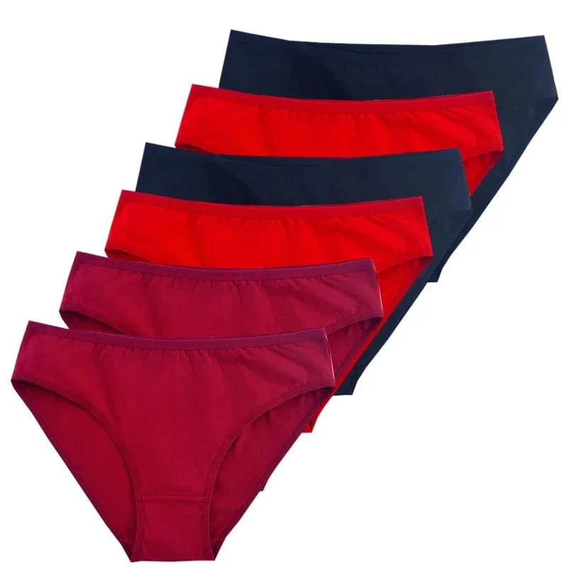 6pcs Women Panties Girl Sexy Underwear Solid Color Middle-Waisted Briefs Female Ventilation Soft Cotton Women's Underpants - A-1 Thread Vault