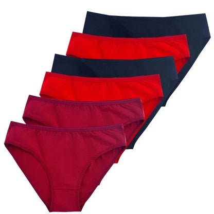 6pcs Women Panties Girl Sexy Underwear Solid Color Middle-Waisted Briefs Female Ventilation Soft Cotton Women's Underpants - A-1 Thread Vault