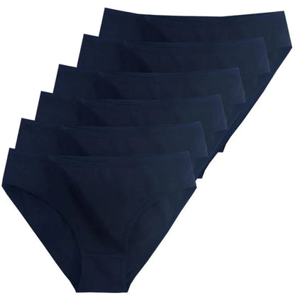 6pcs Women Panties Girl Sexy Underwear Solid Color Middle-Waisted Briefs Female Ventilation Soft Cotton Women's Underpants - A-1 Thread Vault