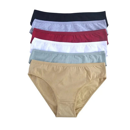 6pcs Women Panties Girl Sexy Underwear Solid Color Middle-Waisted Briefs Female Ventilation Soft Cotton Women's Underpants - A-1 Thread Vault