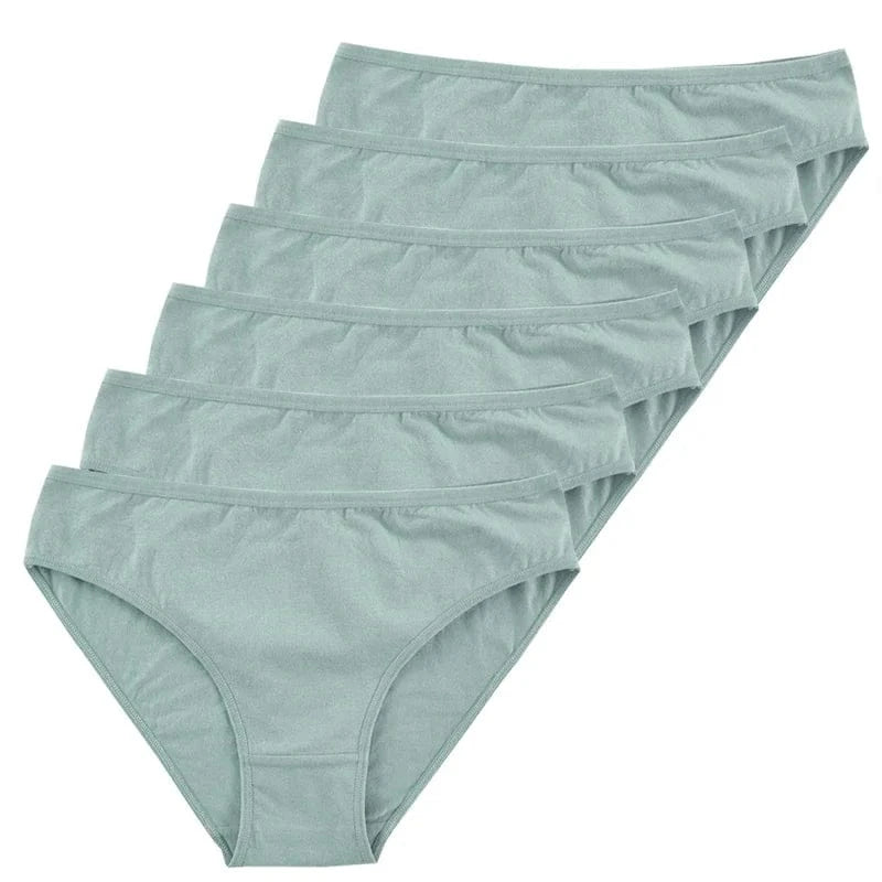 6pcs Women Panties Girl Sexy Underwear Solid Color Middle-Waisted Briefs Female Ventilation Soft Cotton Women's Underpants - A-1 Thread Vault