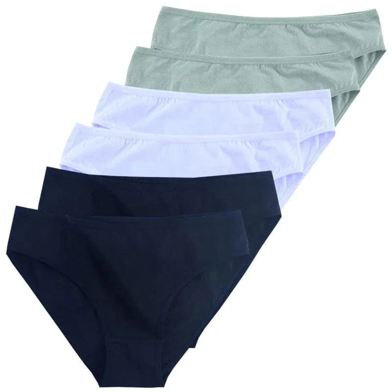 6pcs Women Panties Girl Sexy Underwear Solid Color Middle-Waisted Briefs Female Ventilation Soft Cotton Women's Underpants - A-1 Thread Vault