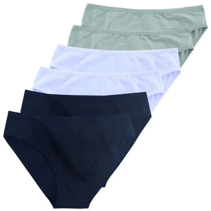 6pcs Women Panties Girl Sexy Underwear Solid Color Middle-Waisted Briefs Female Ventilation Soft Cotton Women's Underpants - A-1 Thread Vault