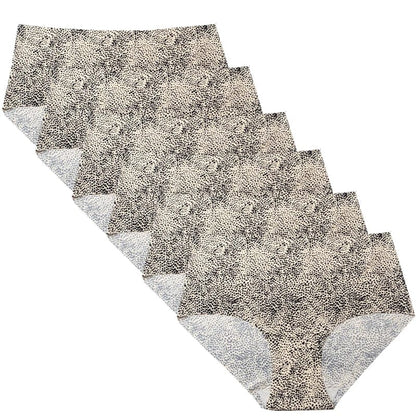 6pcs Women's Seamless Ice Silk Panties Female Mid Waist Plus Size Leopard Print Underwear Girls Fashion Brief Lady Comfort Panty - A-1 Thread Vault