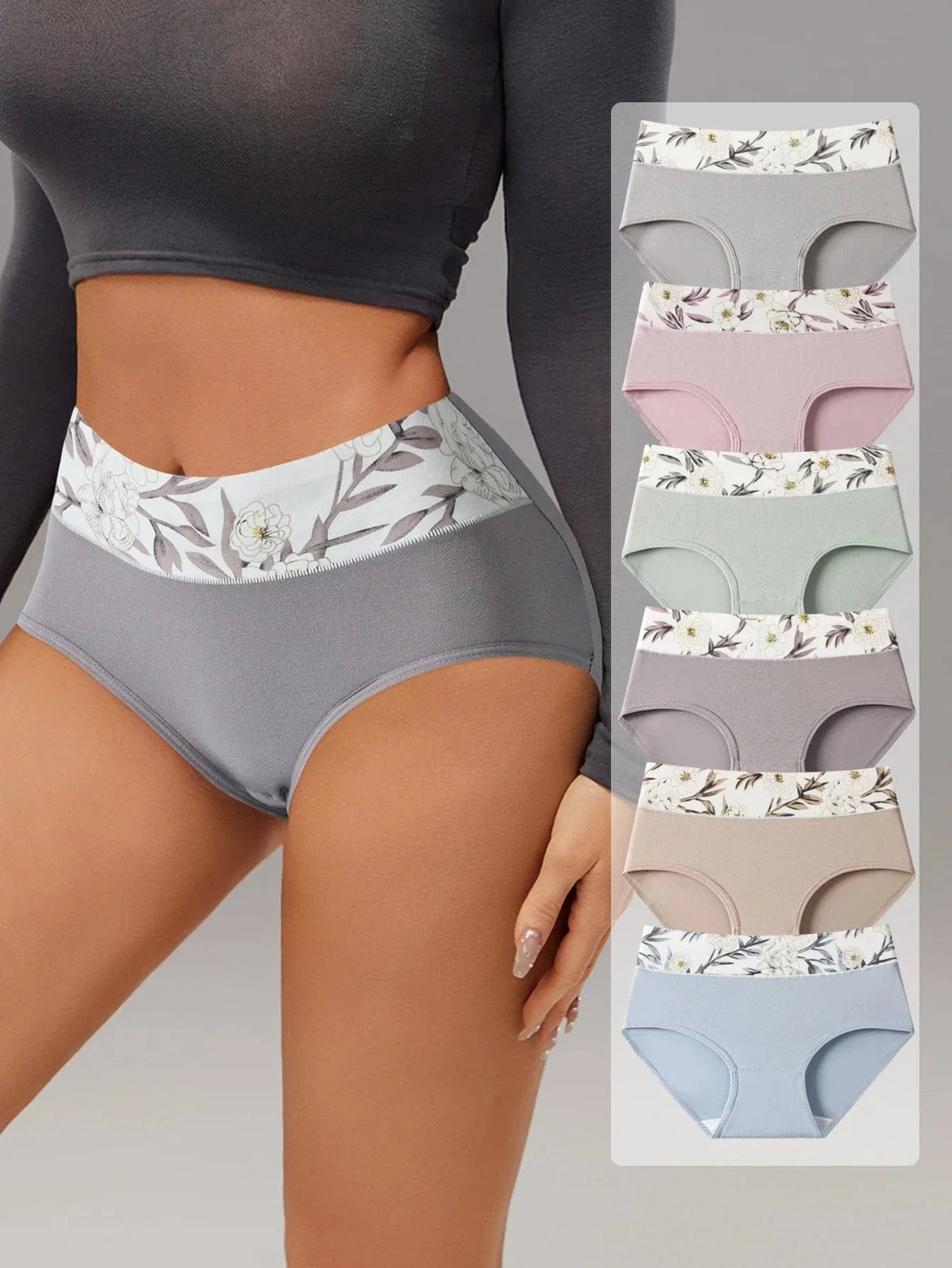 6Pcs Womens High Waist Cotton Briefs Soft Comfortable Breathable Tummy Control Butt Lift Shaping Underwear - A-1 Thread Vault