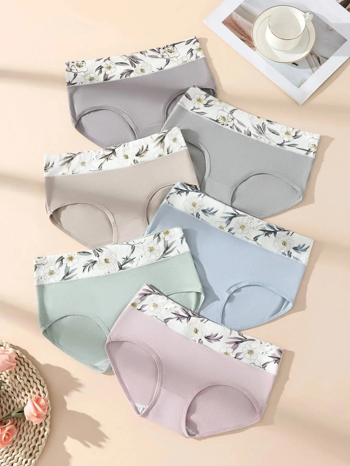 6Pcs Womens High Waist Cotton Briefs Soft Comfortable Breathable Tummy Control Butt Lift Shaping Underwear - A-1 Thread Vault